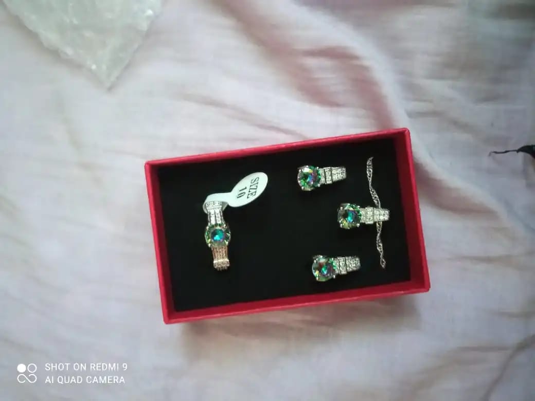 Customer photo review of Sterling Silver Jewelry Set — Bridal Zircon Collection Purple | KIMLUD