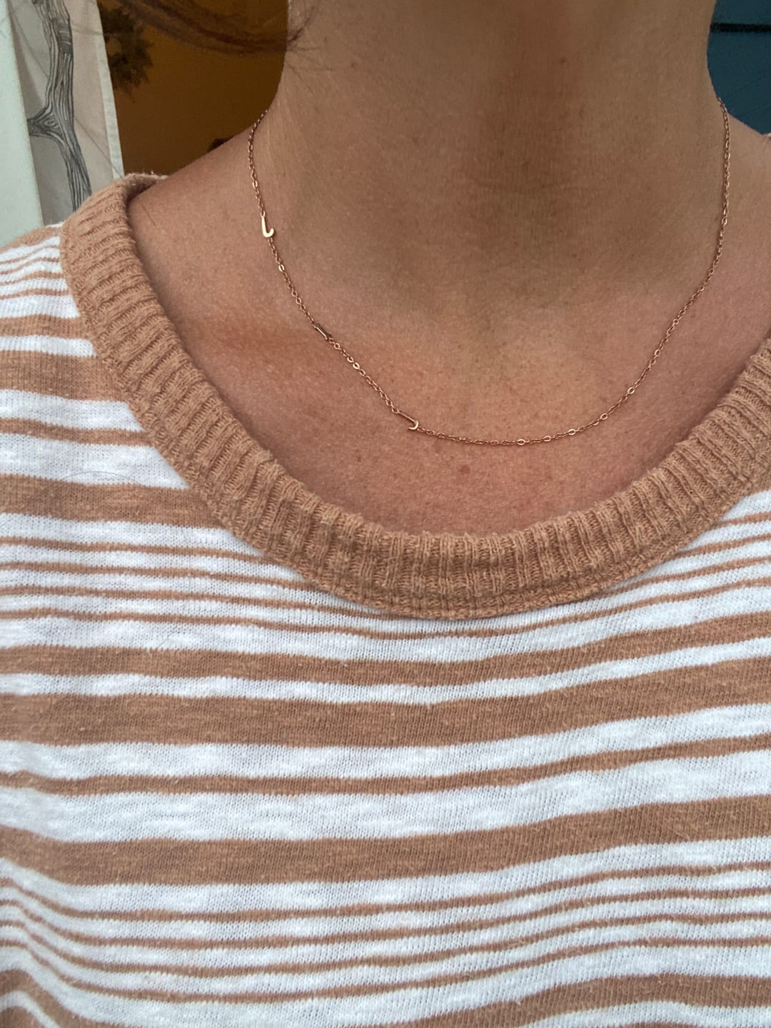 Customer photo review of Personalized Sideway Initial Necklace 18K Best Seller Valentine's Day Gift