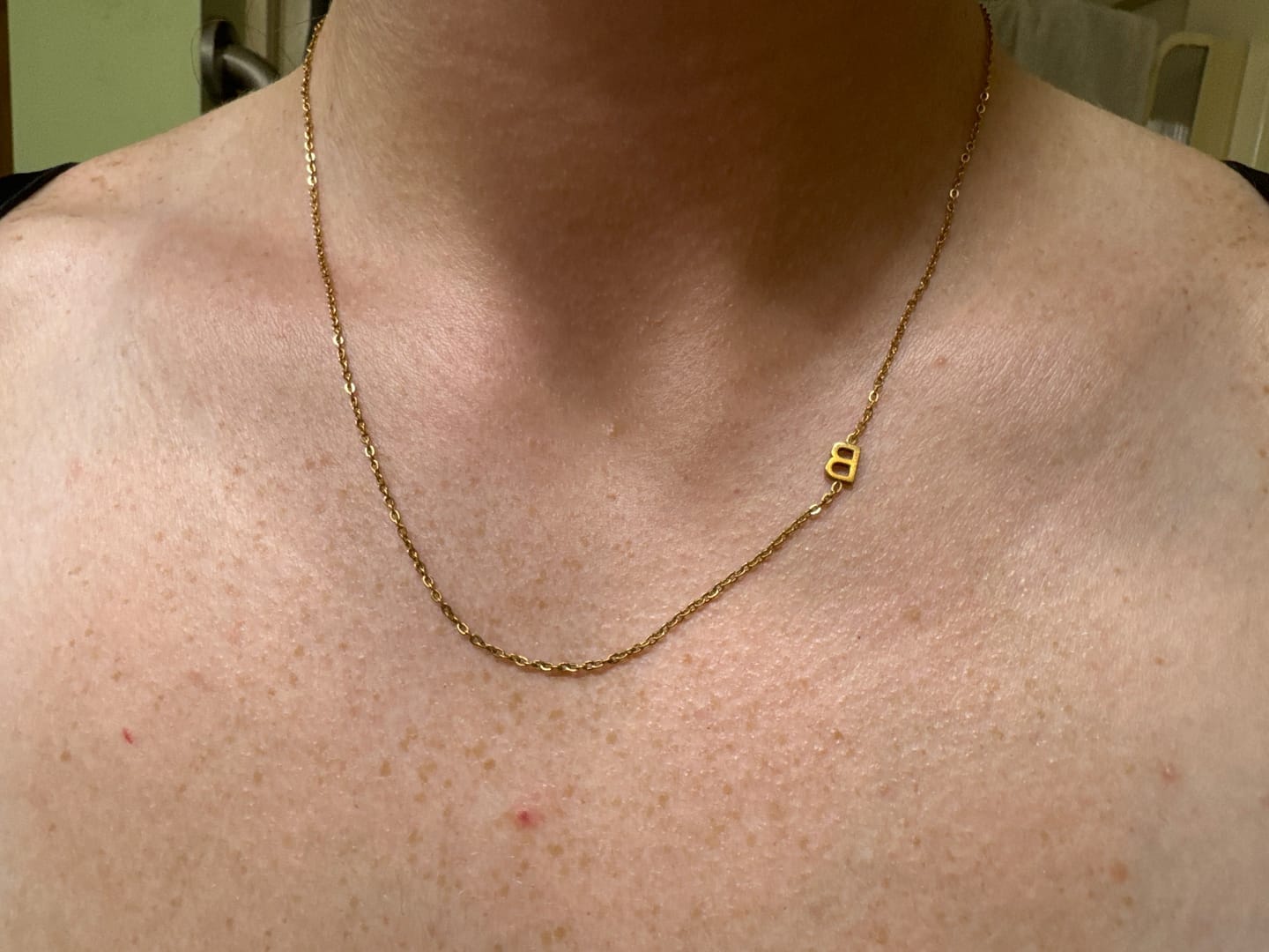 Customer photo review of Personalized Sideway Initial Necklace 18K Best Seller Valentine's Day Gift