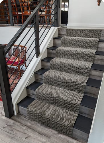 Customer photo review of Anderson Tuftex Cafe Noir Modern Herringbone Stair Runner