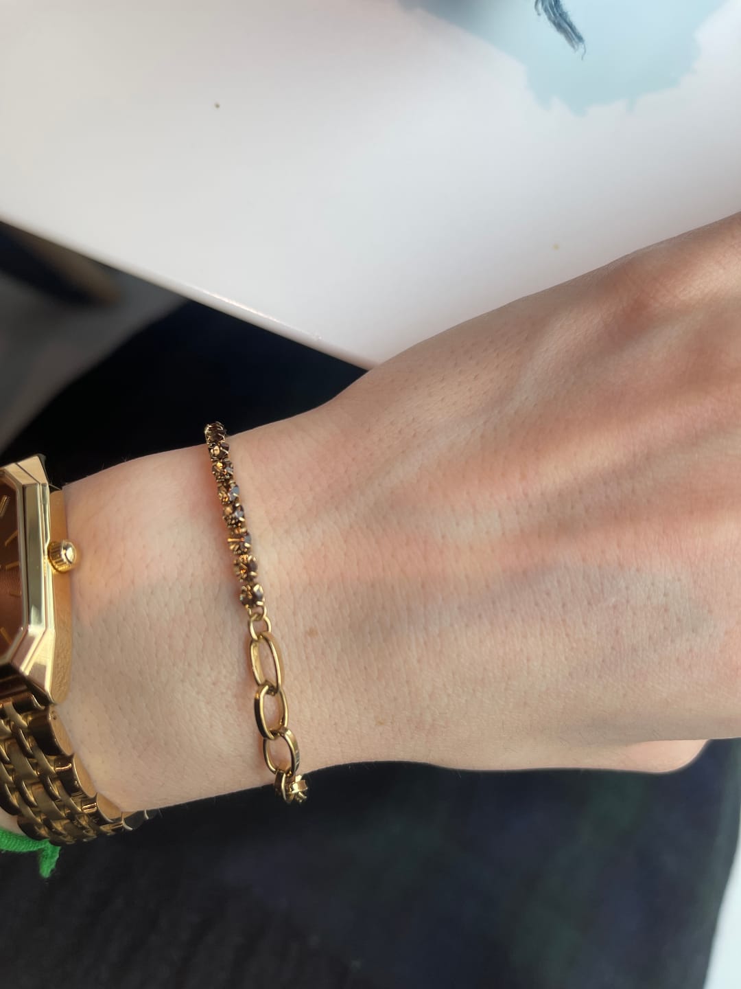 Customer photo review of Jade Gold Brown Bracelet