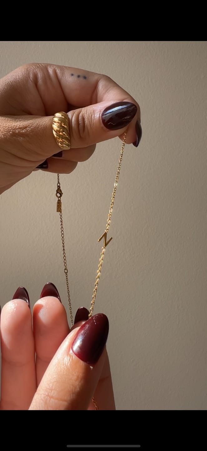 Customer photo review of Personalized Sideway Initial Necklace 18K Best Seller Valentine's Day Gift
