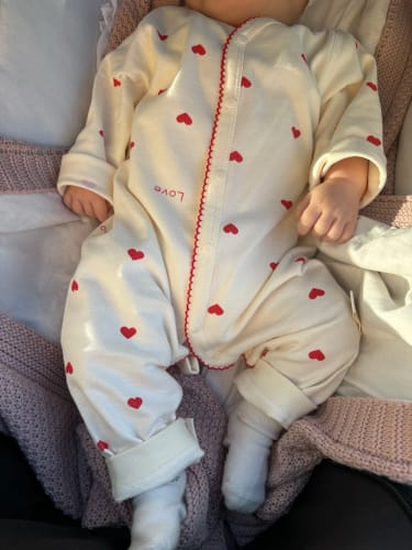 Customer photo review of Newborn Red Heart Print Jumpsuit