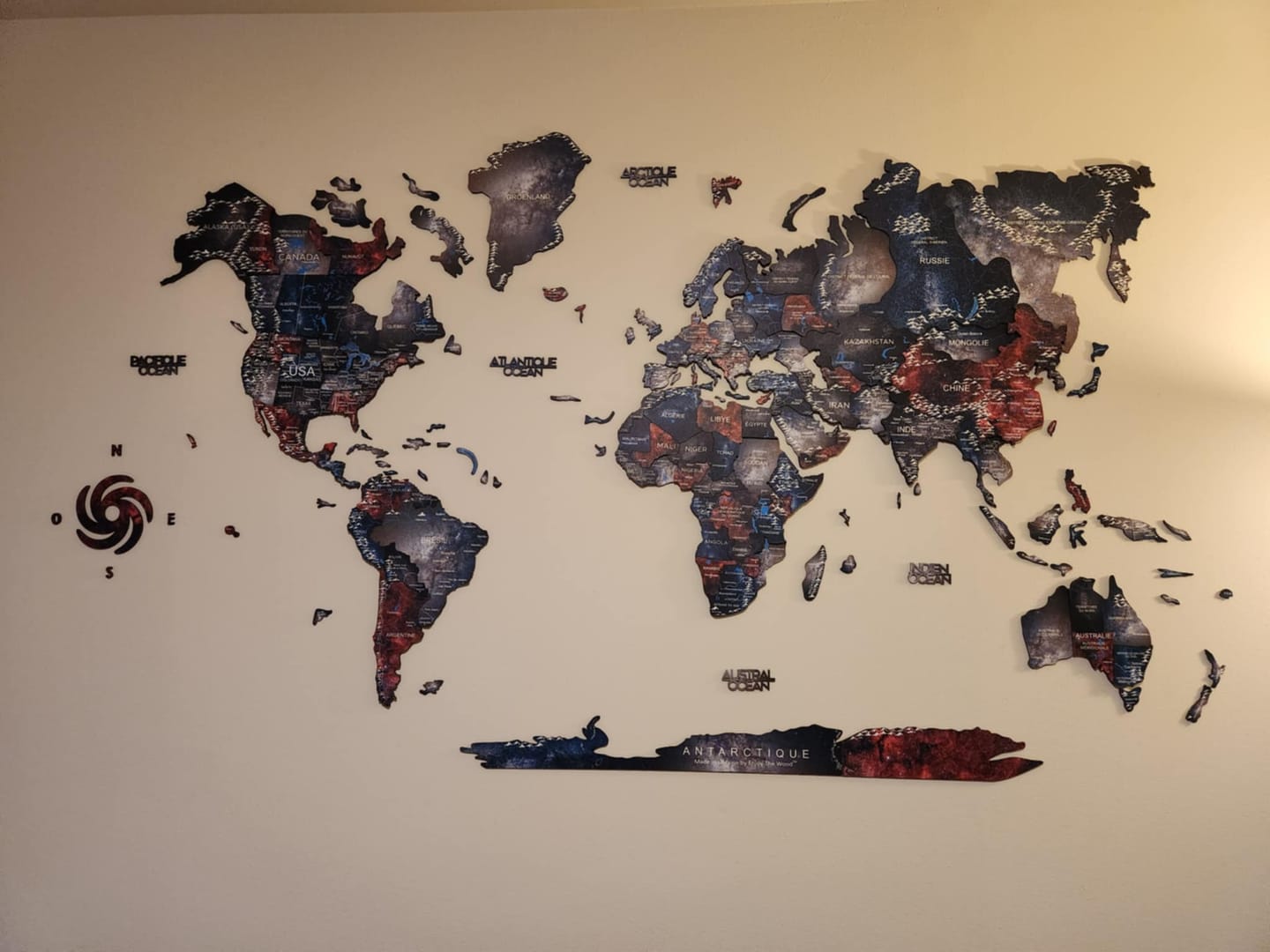 Customer photo review of 3D Wooden World Map Alcor