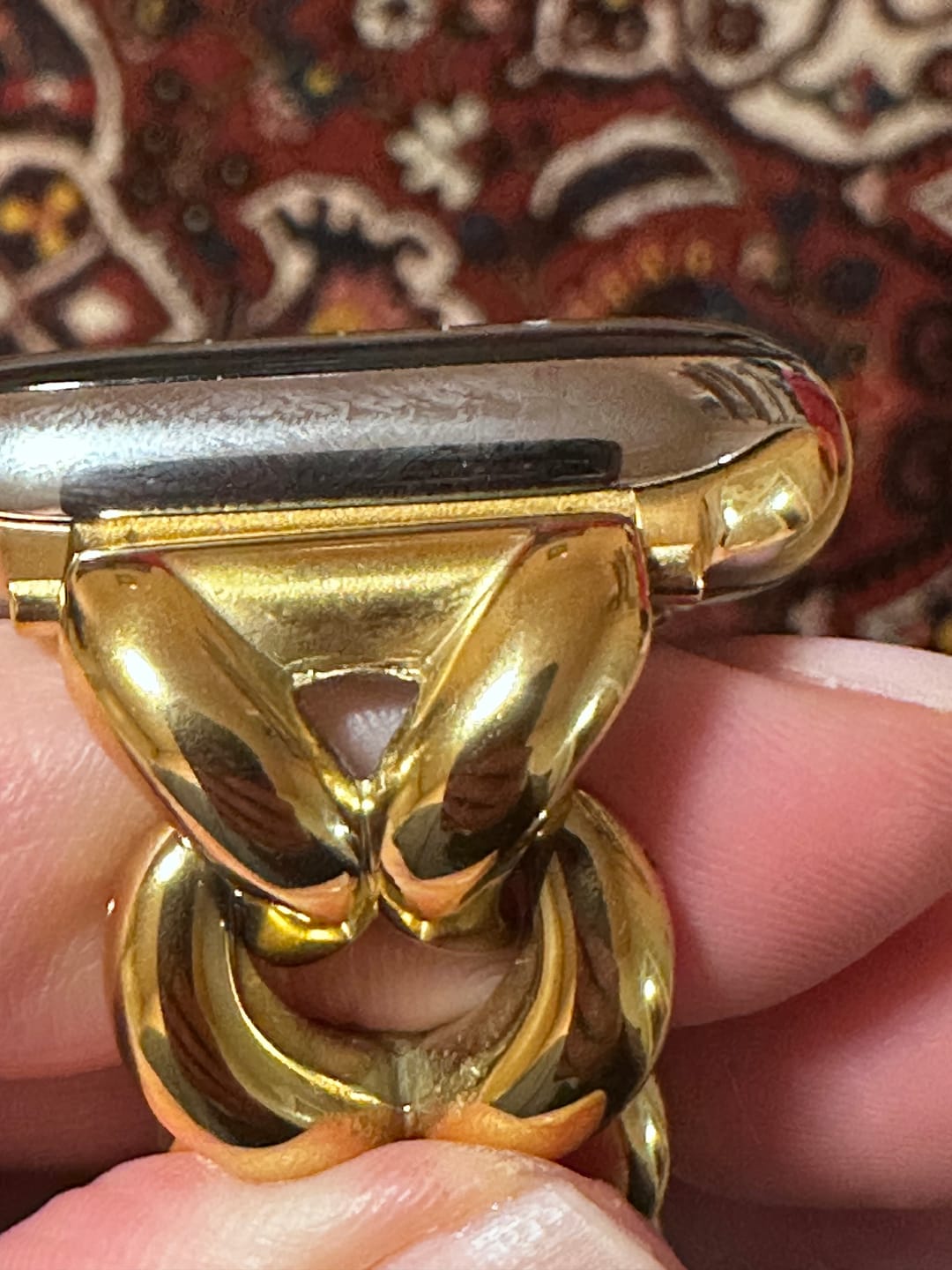 Customer photo review of Herringbone Stainless Steel Band for the Apple Watch