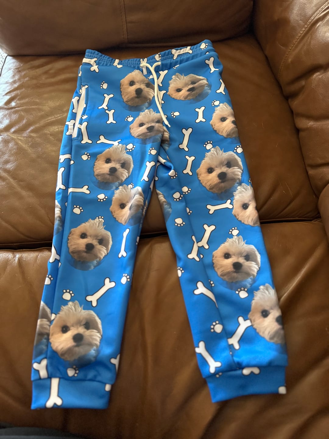 Customer photo review of Custom Your Own Sweatpants With Your Pet Face
