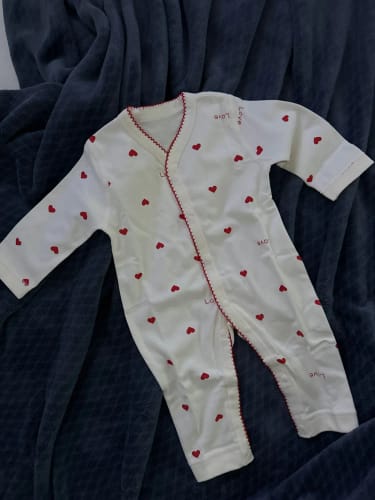 Customer photo review of Newborn Red Heart Print Jumpsuit