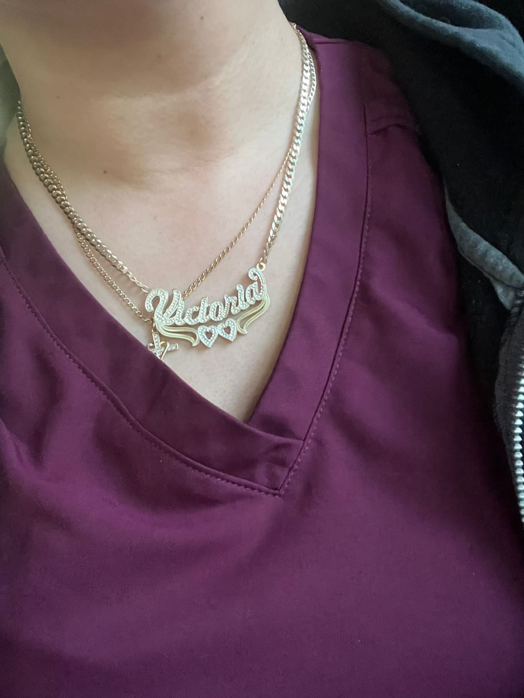 Customer photo review of Double Plated Nameplate Necklace "Bianca"