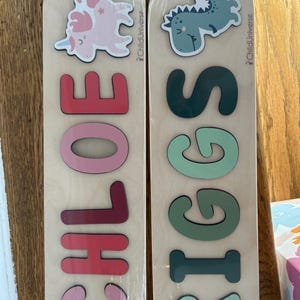 Customer photo review of Boy Dinosaur Name Puzzle