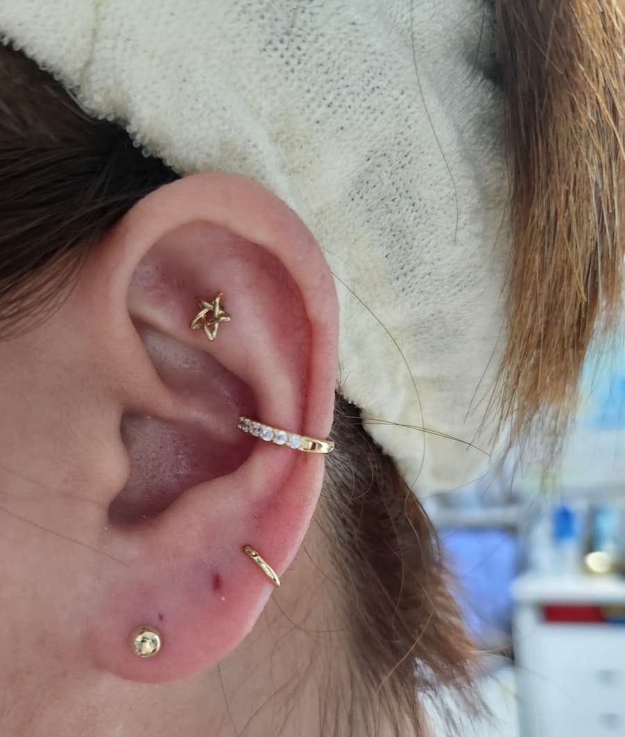 Customer photo review of 14K Gold Mini Cartilage Hoop Earring