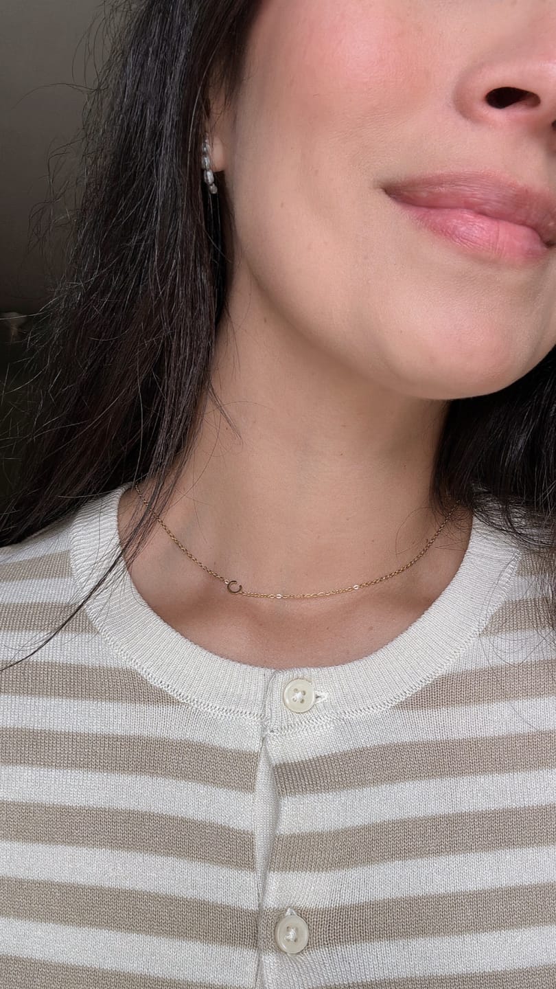 Customer photo review of Personalized Sideway Initial Necklace 18K Best Seller Valentine's Day Gift