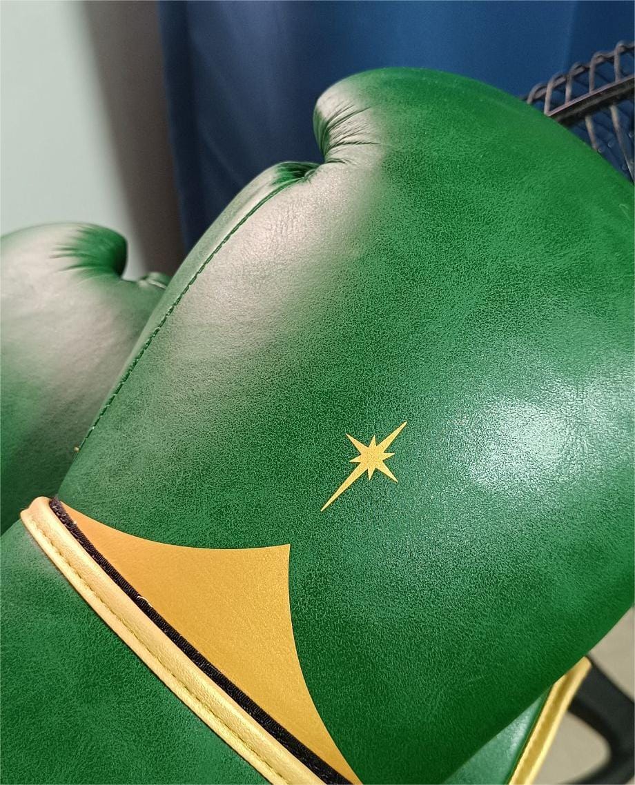 Customer photo review of Emerald Boxing Gloves