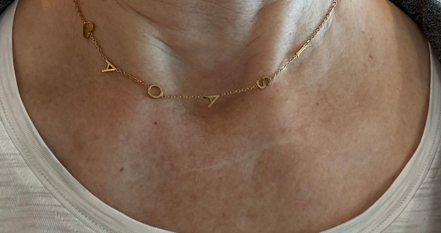 Customer photo review of Personalized Sideway Initial Necklace 18K Best Seller Valentine's Day Gift