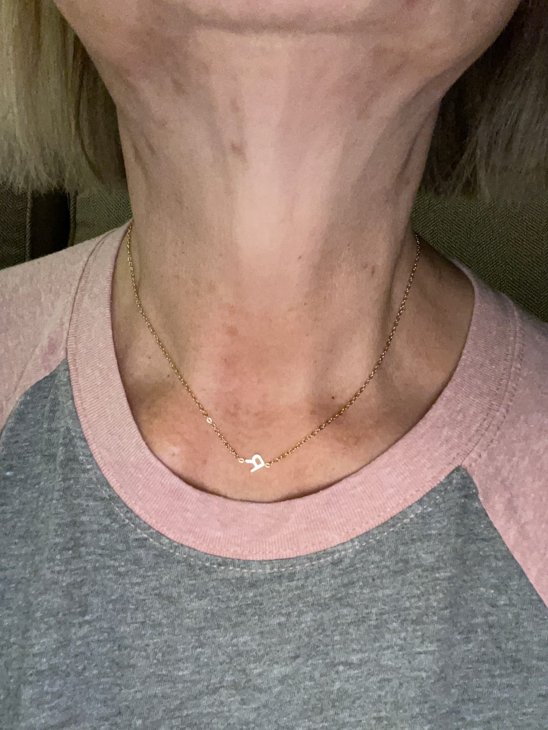 Customer photo review of Personalized Sideway Initial Necklace 18K Best Seller Valentine's Day Gift