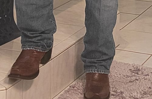 Customer photo review of Corral Men's Honey Brown Narrow Square Toe Western Boots A3476