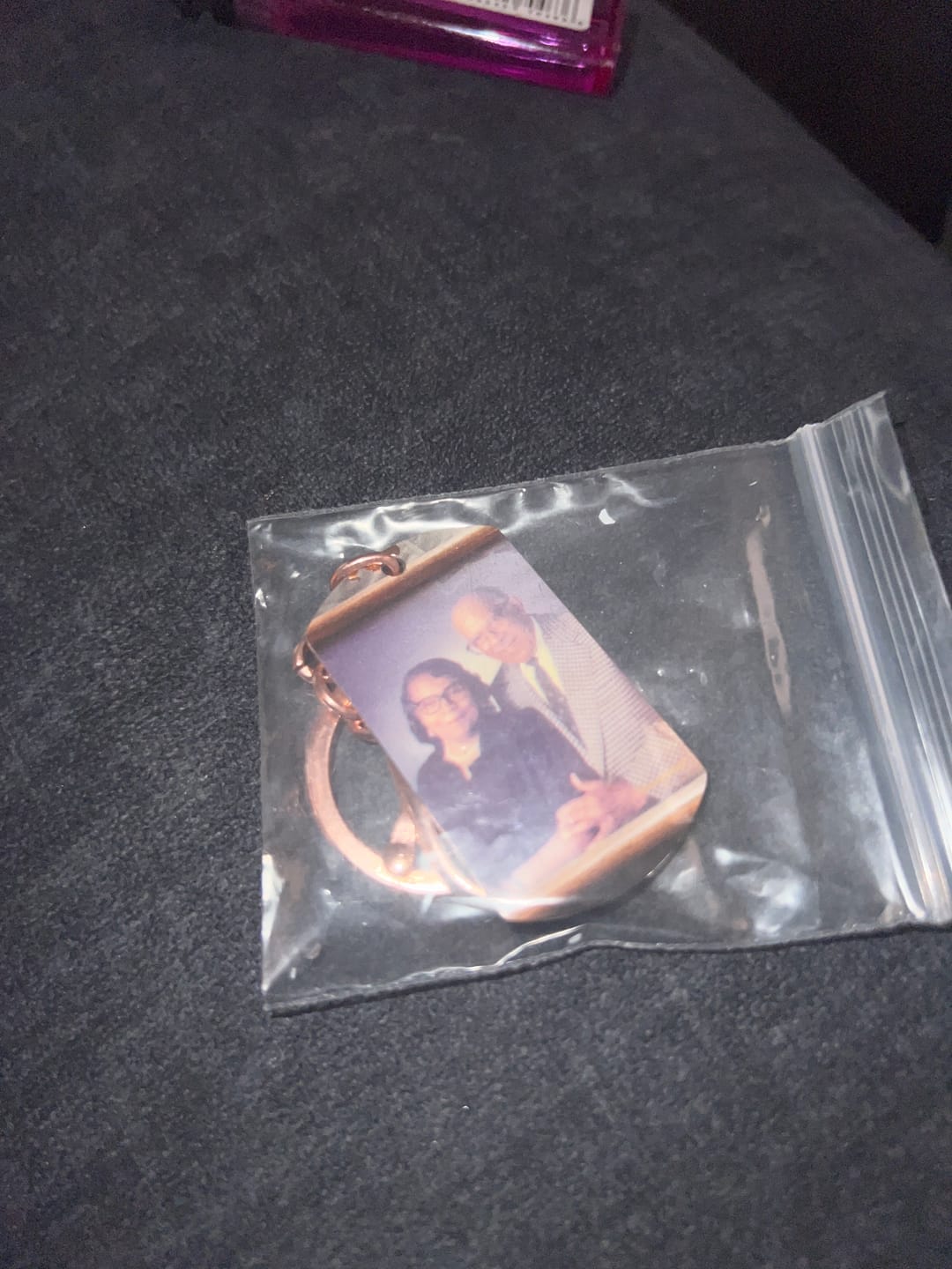 Customer photo review of Custom Photo Engraved Keychain