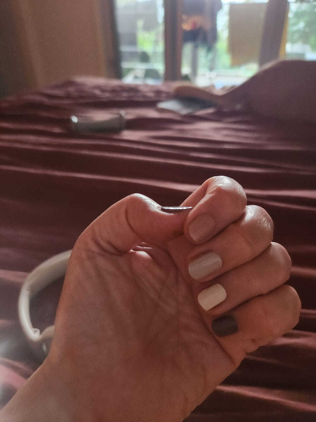 Customer photo review of Nude And Wine DIY Semicured Gel Nail Sticker Kit