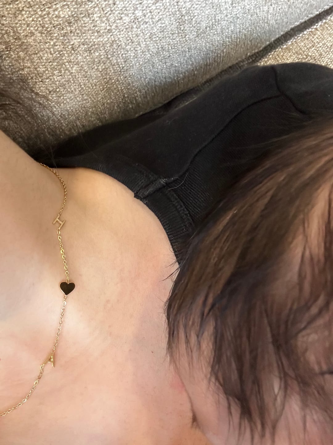 Customer photo review of Personalized Sideway Initial Necklace 18K Best Seller Valentine's Day Gift