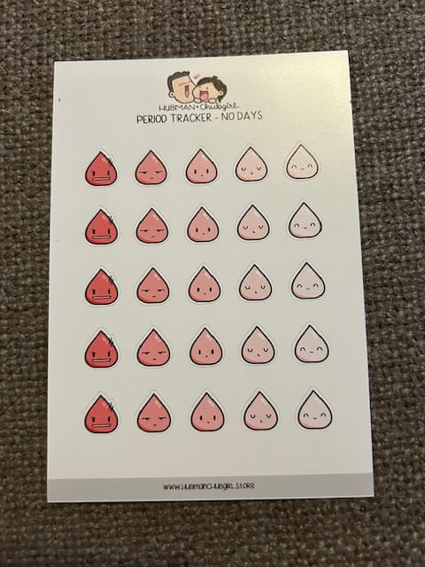 Customer photo review of Period Tracker Planner Stickers - No days