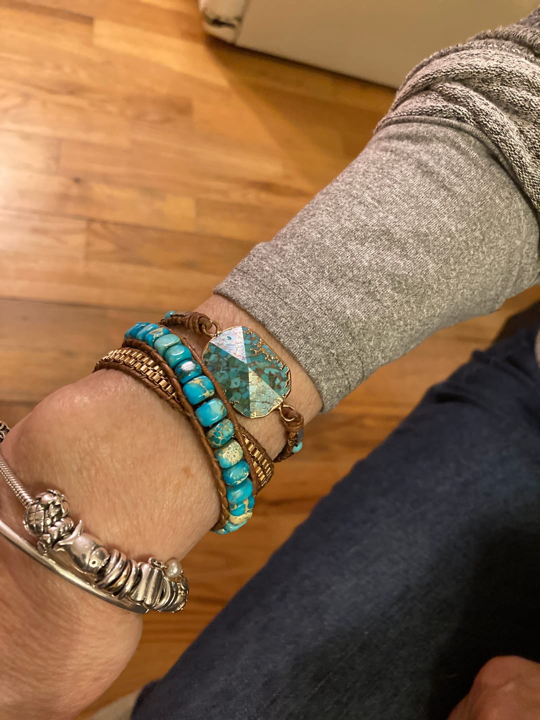 Customer photo review of Turquoise & Jasper Healing Wrap Bracelet