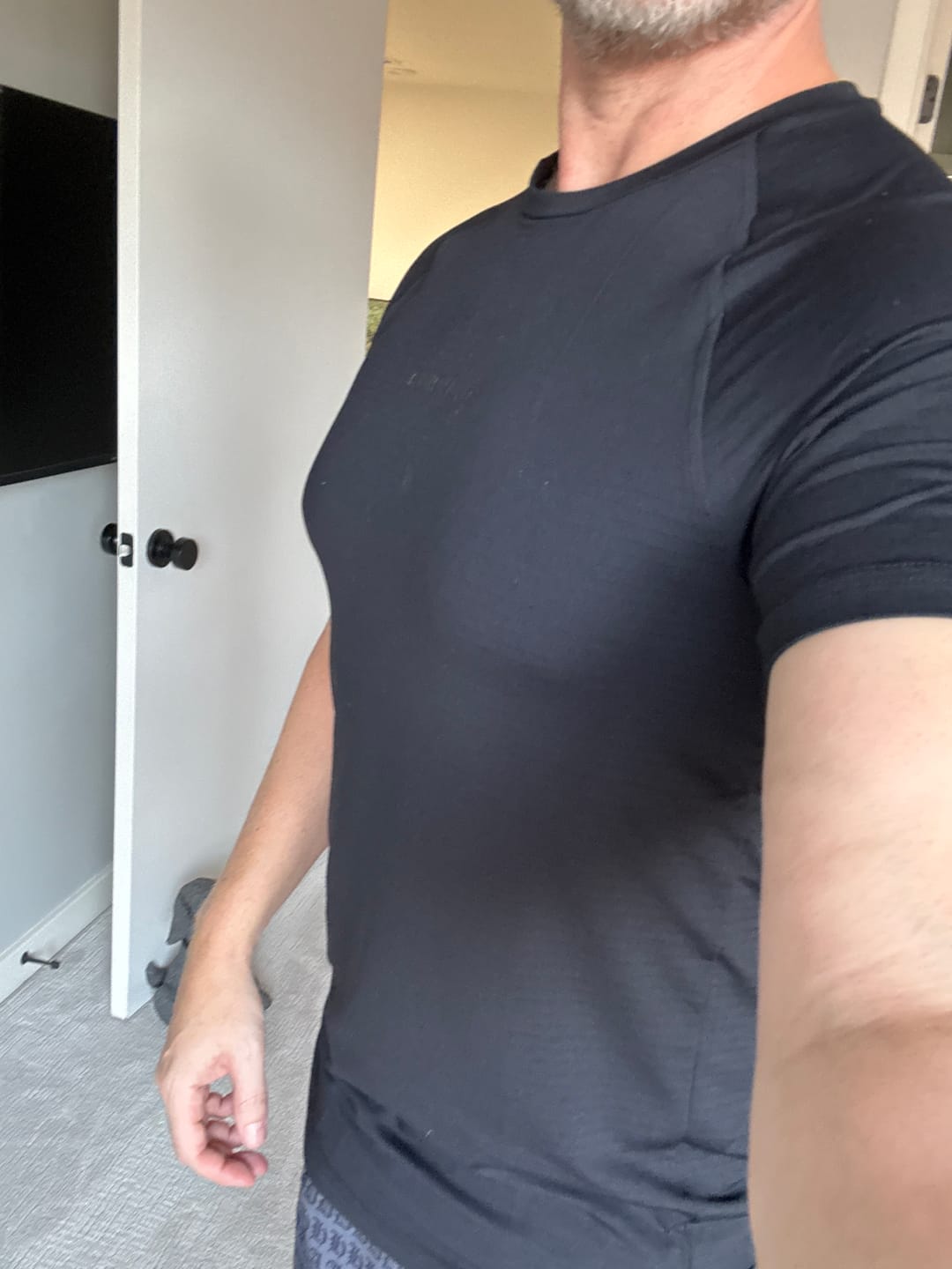 Customer photo review of Essentials Short Sleeve Athletic Fitted Tee