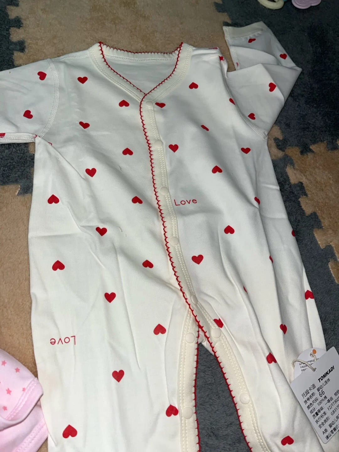 Customer photo review of Newborn Red Heart Print Jumpsuit