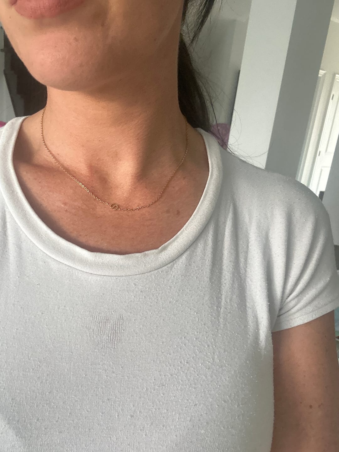Customer photo review of Personalized Sideway Initial Necklace 18K Best Seller Valentine's Day Gift