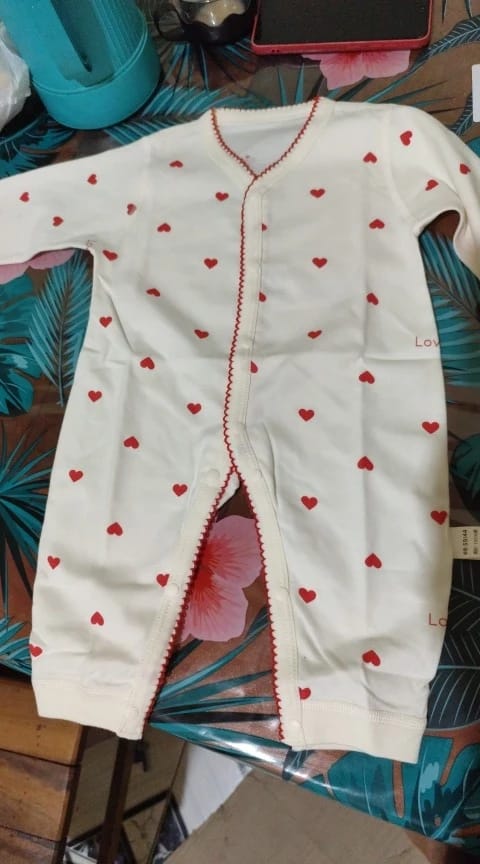 Customer photo review of Newborn Red Heart Print Jumpsuit