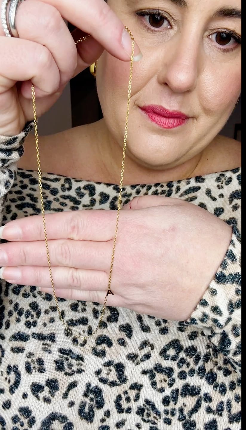 Customer photo review of Personalized Sideway Initial Necklace 18K Best Seller Valentine's Day Gift
