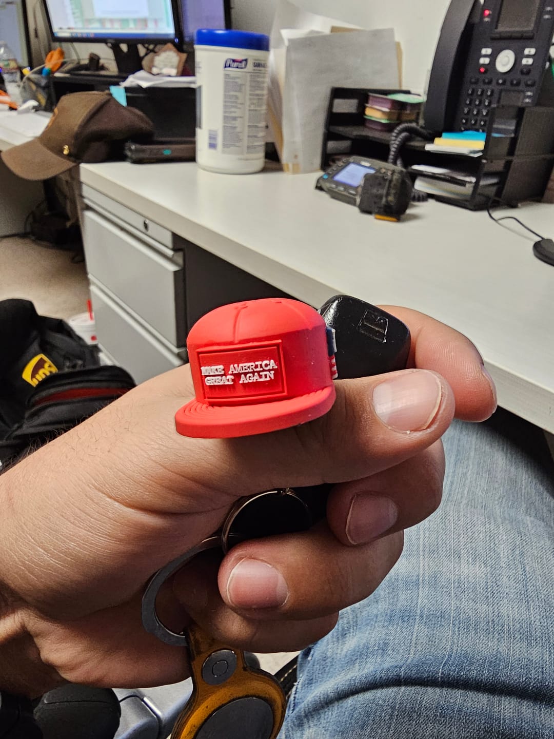 Customer photo review of MAGA Hat Keychain (Limited Edition)