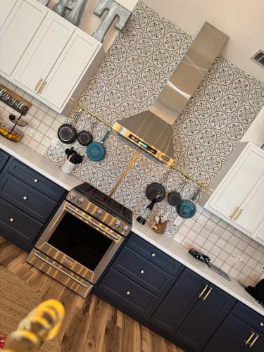 Customer photo review of Wall Mounted Brass Kitchen Rail with Hooks #VFK144