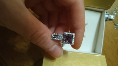 Customer photo review of Sterling Silver Bridal Jewelry Set Zirconia — Purple | KIMLUD