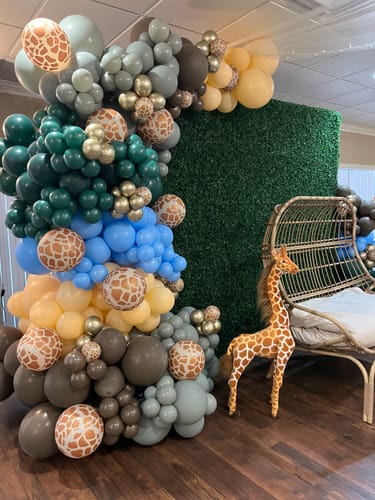 Customer photo review of 8x8ft Green Artificial Hedge Wall Backdrop for Wedding, Baby Shower, Jungle Wild Theme Party