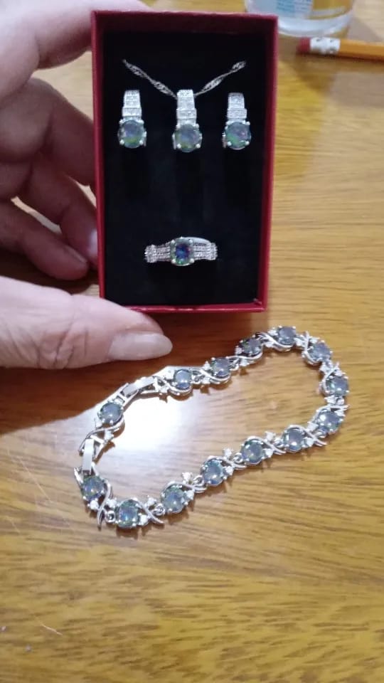 Customer photo review of Sterling Silver Jewelry Set — Bridal Zircon Collection Purple | KIMLUD
