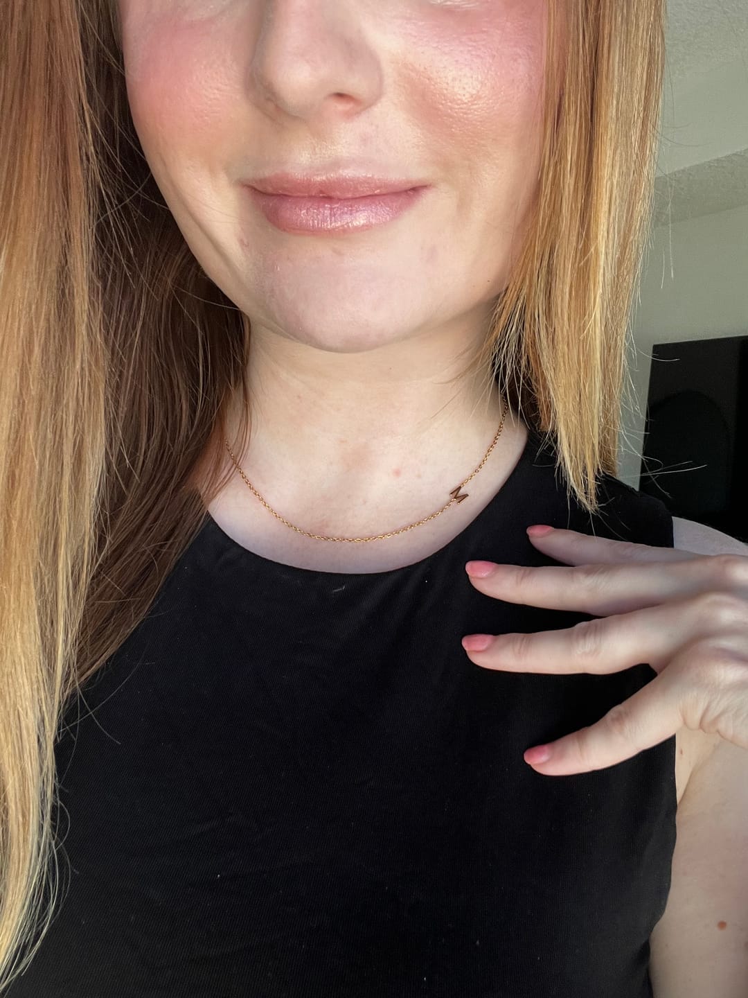Customer photo review of Personalized Sideway Initial Necklace 18K Best Seller Valentine's Day Gift