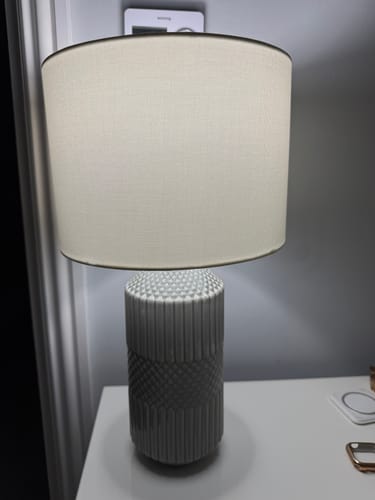Customer photo review of Meribel Grey Geo Textured Tall Ceramic Table Lamp