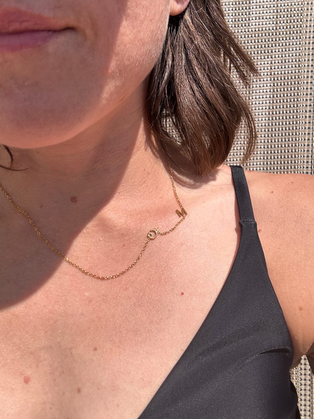 Customer photo review of Personalized Sideway Initial Necklace 18K Best Seller Valentine's Day Gift