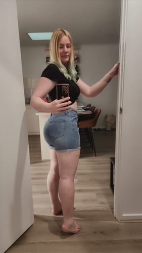 Customer photo review of Impact Cut Off Jeans Shorts - Indigo