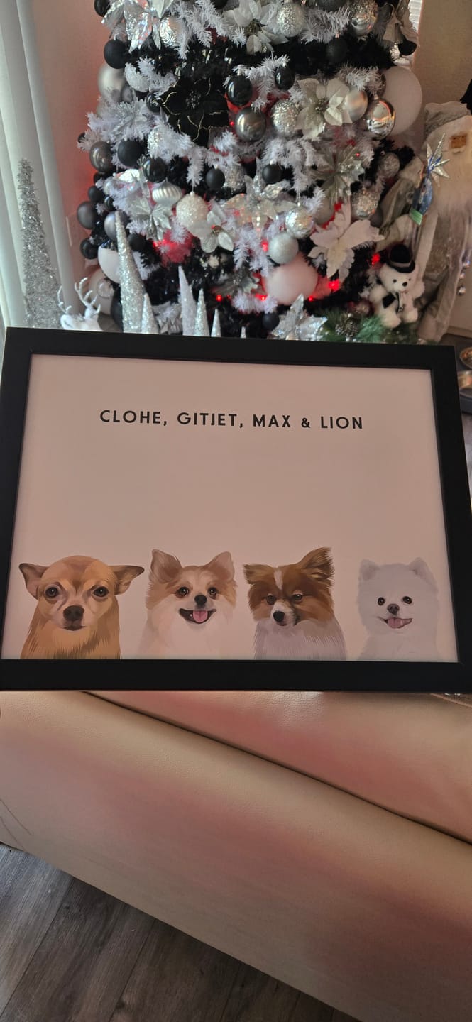 Customer photo review of Custom Four Pet Portrait