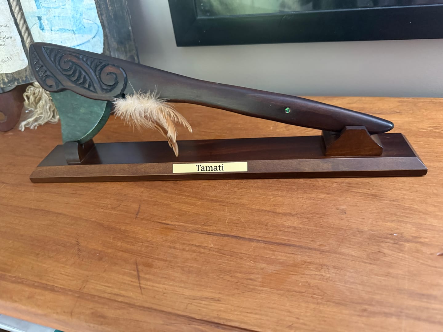 Customer photo review of Medium Size Maori Tewhatewha on Stand