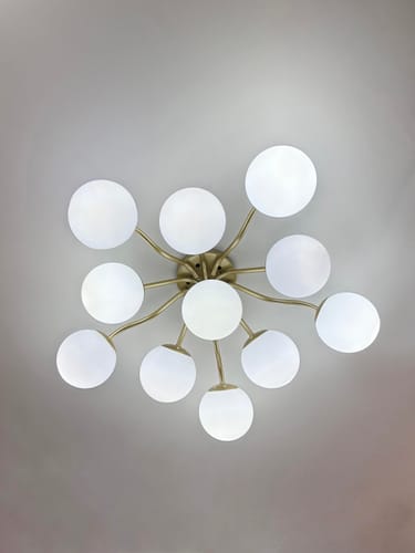 Customer photo review of Modern Brass Matte Glass Globe Sputnik Semi-Flush Mount