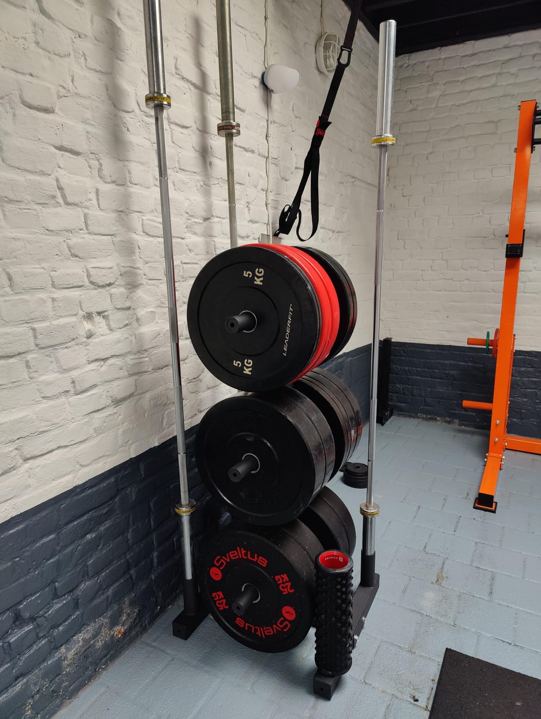 Customer photo review of Bumper Plate Tree - 4 Bar Holders