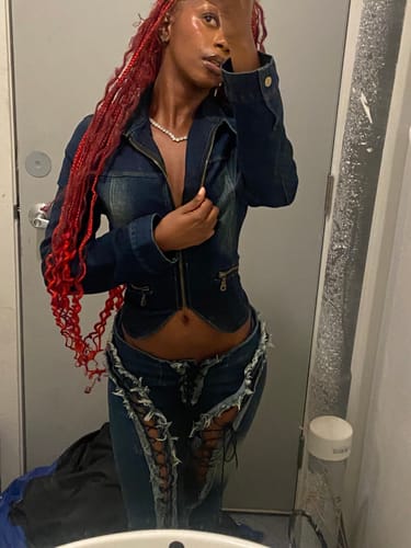 Customer photo review of THE VILLAIN MOTO JACKET (BLUE DENIM)