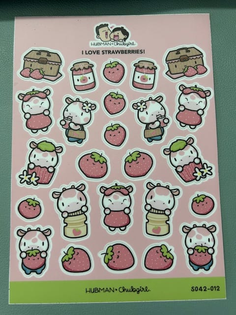 Customer photo review of I Love Strawberries Sticker Sheet