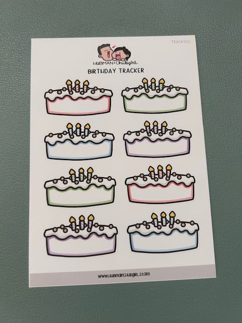 Customer photo review of Birthday Tracker Planner Stickers