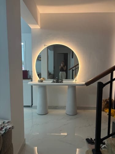 Customer photo review of Quinn Half Moon Backlit LED Wall Mirror (4 Size)