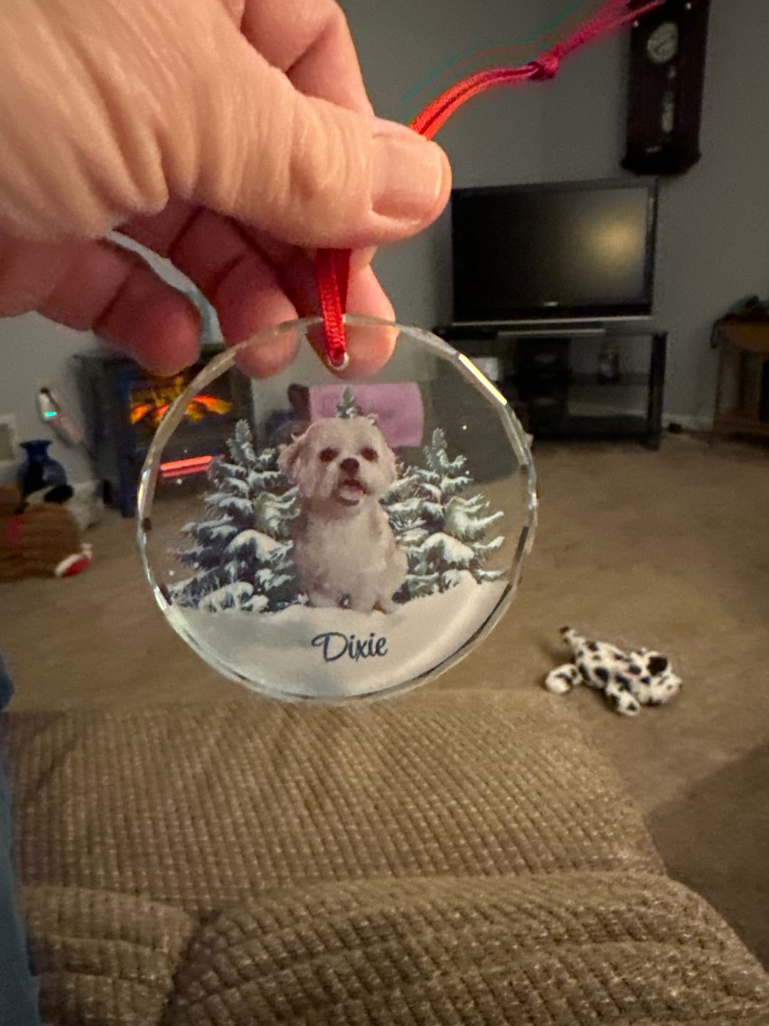 Customer photo review of Personalized Photo Dog Glass Ornament For Christmas