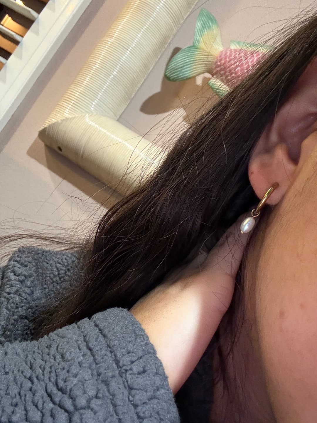 Customer photo review of Freshwater Pearl Bella Hoop Earrings