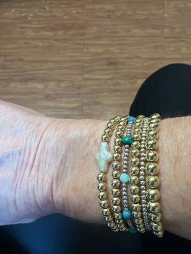 Customer photo review of pearl cross juno bracelet (4mm)