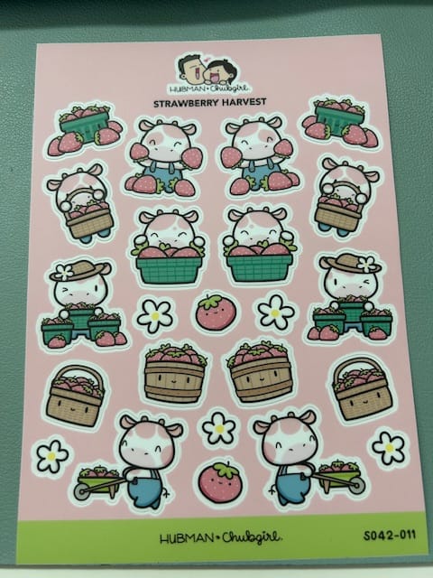 Customer photo review of Strawberry Harvest Sticker Sheet